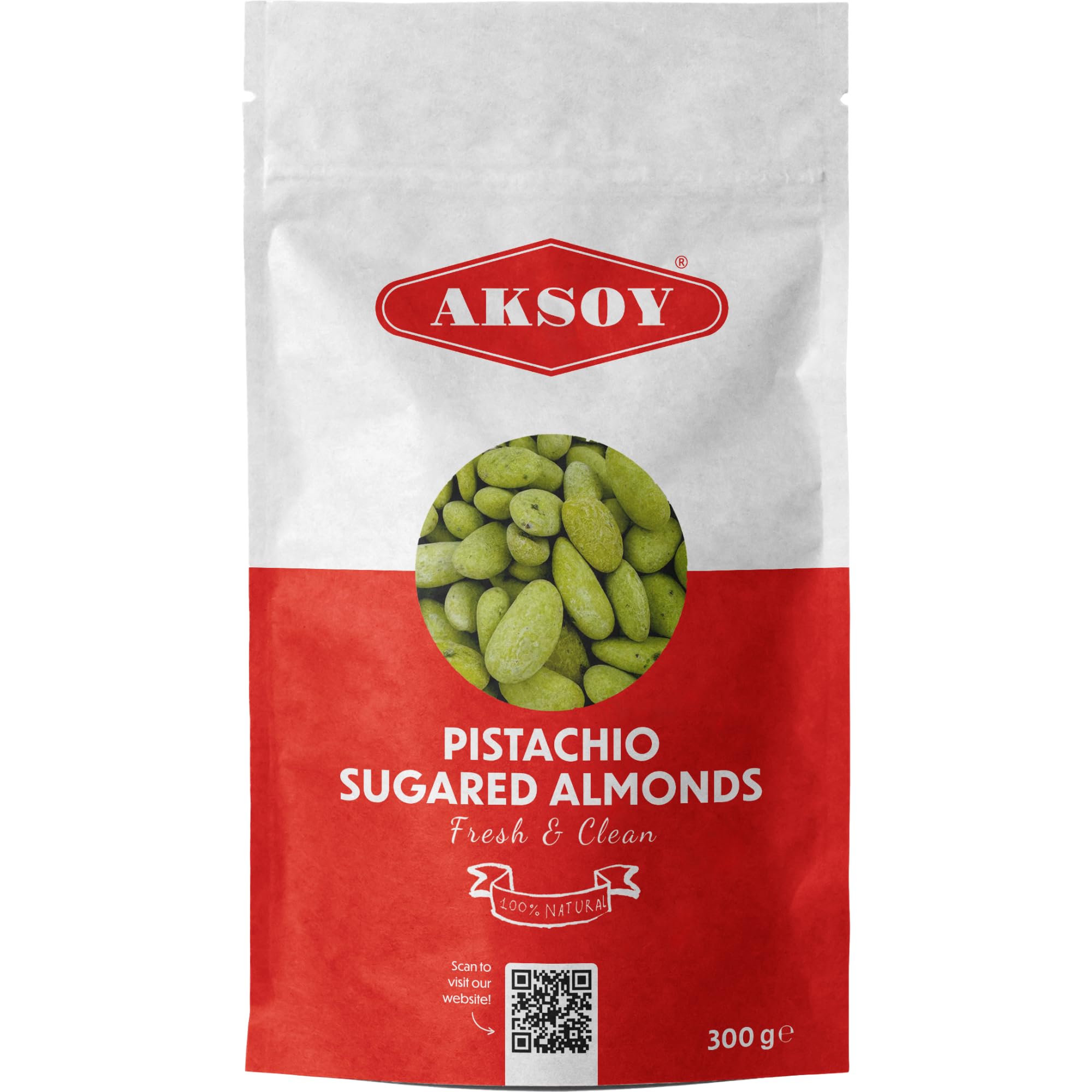 Aksoy Sugared Almonds Pistachio Flavour 300g | Crunchy & Sweet Candy-Coated Nuts | Perfect for Snacking, Parties, Desserts & Gifting | Non-GMO, Rich in Flavor