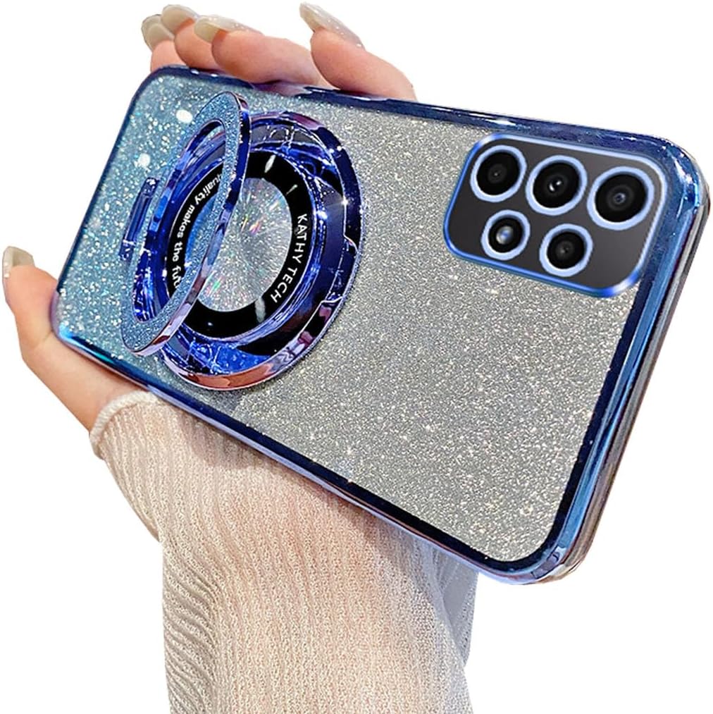 Doowear for Galaxy A53 5G Case Magnetic [Support Magsafe Charger] Wireless Glitter Sparkly Plated Kickstand Holder Shockproof Camera Lens Protector Phone Cover Case for Samsung Galaxy A53 5G-Silver image 3