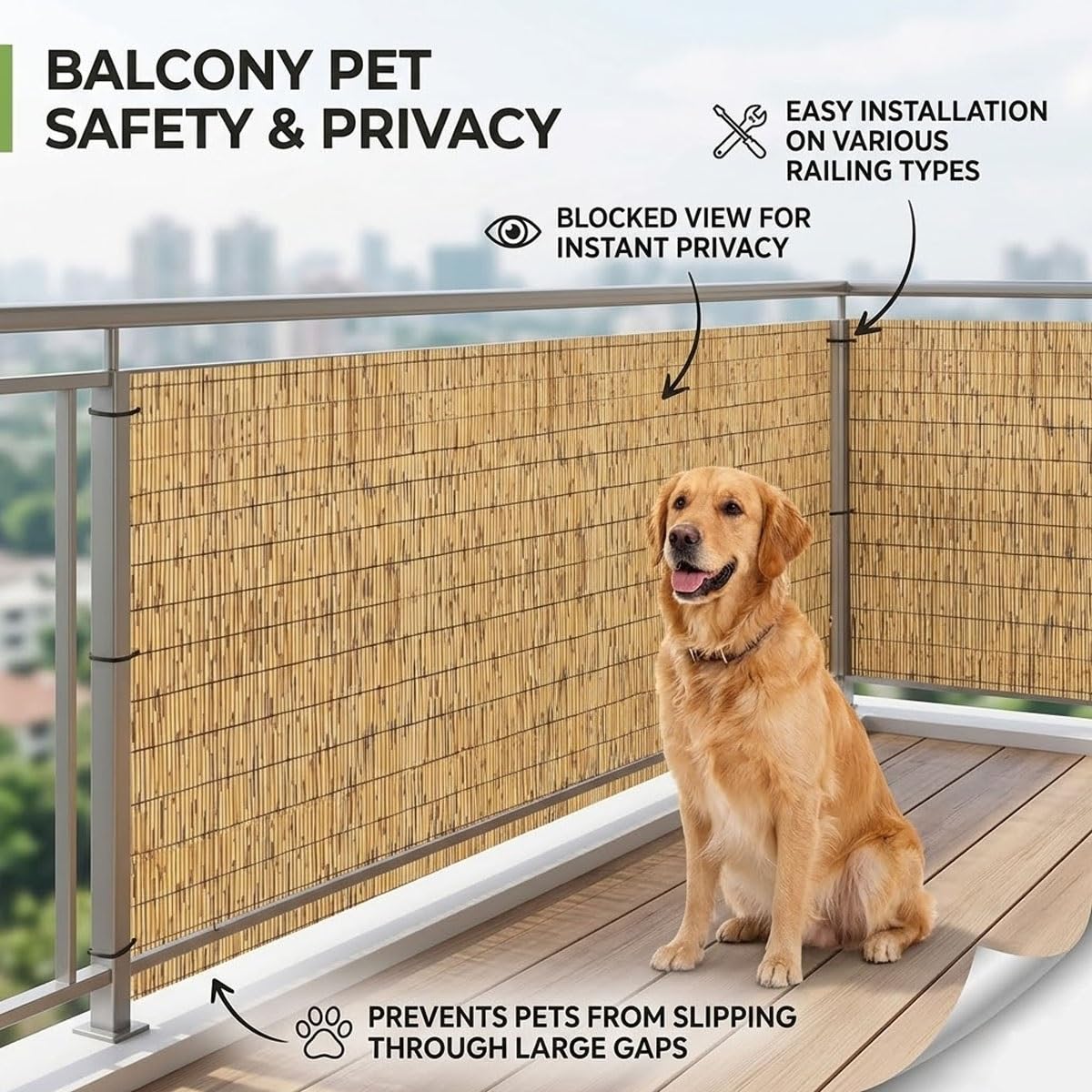 Canisse en Roseau Naturel, Hauteur 30-240cm Rouleau de Clôture en Bambou, Clôture Brise Vue Balcon Imperméable pour Exterieur Terrasse Piscine Séparateur Décoratif, Tapis Bambou(Nature,200x650cm)