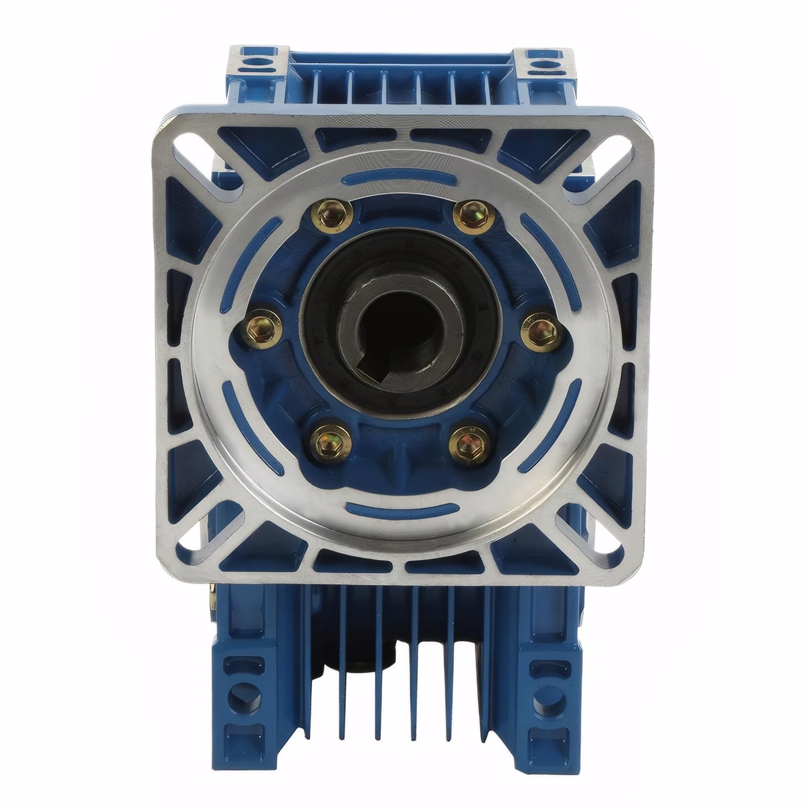 GTPBAO Reduktor prędkości NMRV063, kołnierz 130 x 130 mm z wałem wejściowym 24 mm, wyjście 25 mm do silnika krokowego NEMA52 wałek redukcyjny (Ratio 50 to 1)