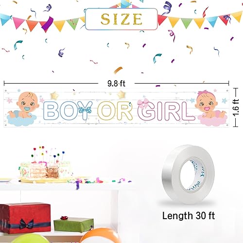 Miniatura 2 de INNORU Cartel de fondo grande para niño o niña, letrero de jardín para fiesta de revelación de género, cartel de jardín con él o ella, suministros