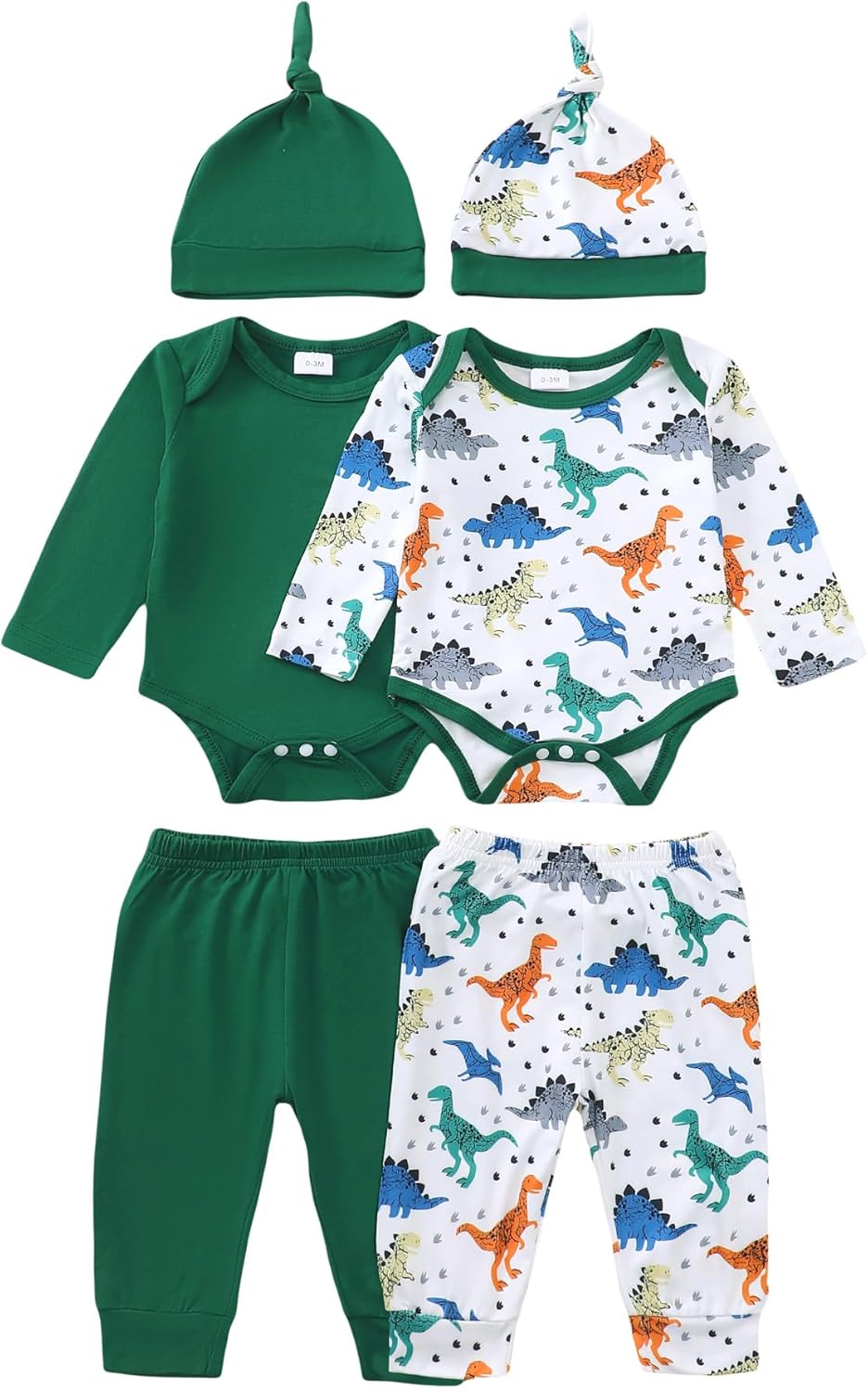 Newborn Baby Boy Clothes Infant Boys Outfits Romper 2-Pack Cute Baby Boy Pants Set Hat 0 3 6 9 12 18 Months 3-6 Months Green