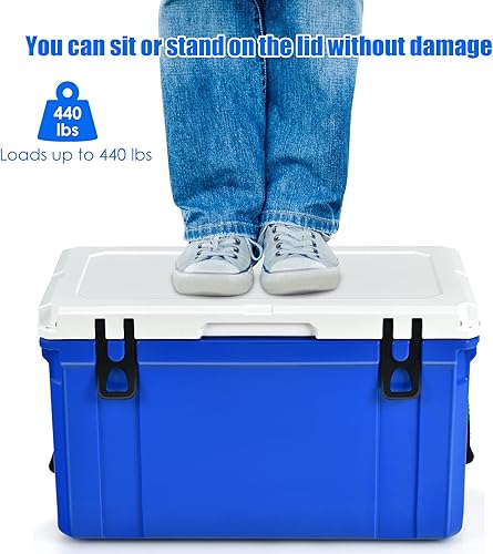 Miniatura 6 de Giantex Enfriador portátil, 58 cuartos de galón 3-4 días de camping con asas inoxidablesmango de cuerda de nailon, materiales de polietileno y