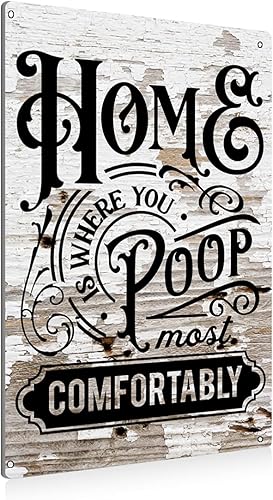 Miniatura 28 de BEASTZHENG Divertido letrero de metal con texto en inglés "Let That Go", diseño de calavera para baño, decoración de pared, con cita de baño, baño