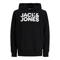 JACK & JONES - Felpa da Uomo con Cappuccio e Logo, Nero 2