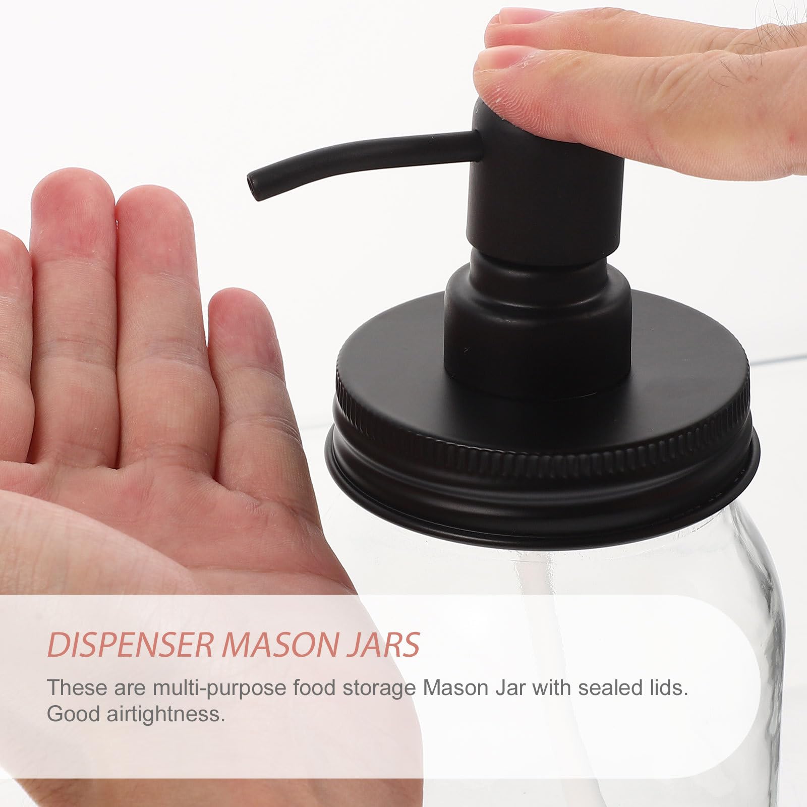 DOITOOL Dispenser Pompa e Vetro a Sciroppo Marmellata per 2 Pezzi in Inox Acciaio 500ml Nero Tappo Conservazione Cucina Alimentare