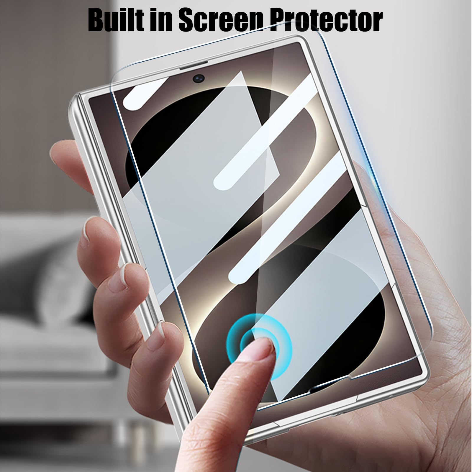 Custodia magnetica per Samsung Galaxy Z Fold 8, con pellicola protettiva integrata e protezione per cerniera magnetica, supporta la ricarica wireless, cover rigida e sottile in policarbonato antiurto