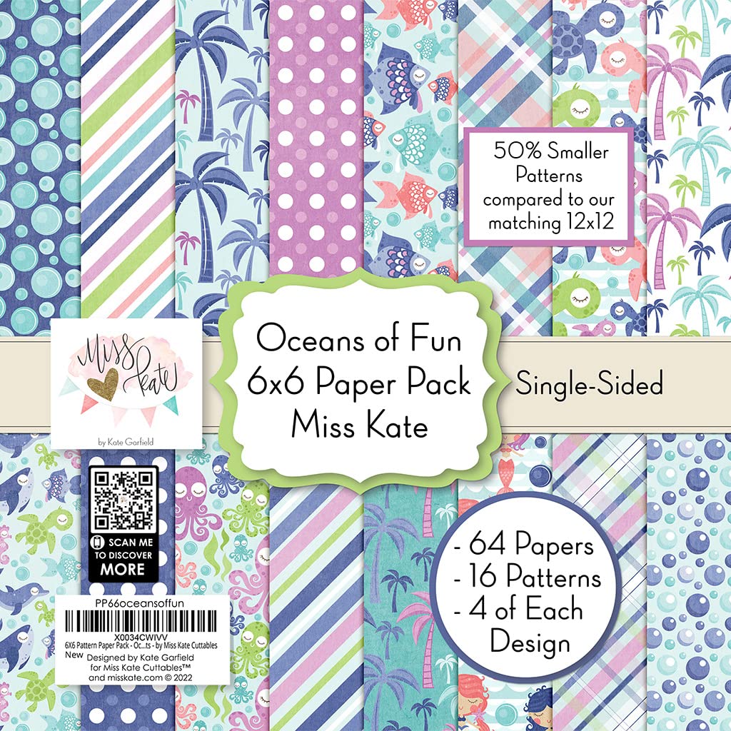 6x6 Pattern Paper Pack – Oceans of Fun - for 7 Scrapbook Premium Specialty Paper Single-Sided 6"x6" Collection Includes 64 Sheets - 50% Smaller