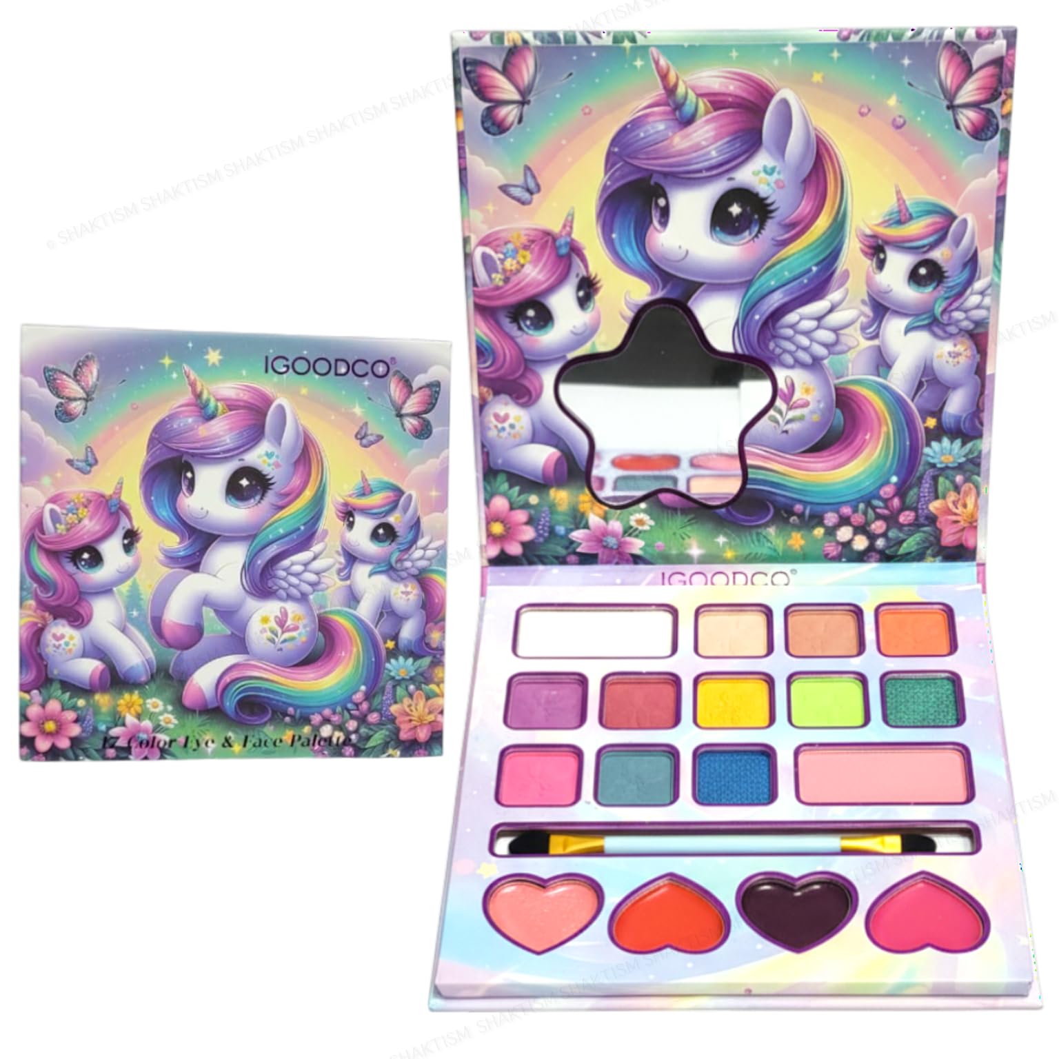 Unicorn Multi-Color Eyeshadow Palette, DIY Makeup Kit, Mineral-Based Formula, Waterproof, Matte, Shimmer, Metallic, Glitter Finishes - IG5706-image-47