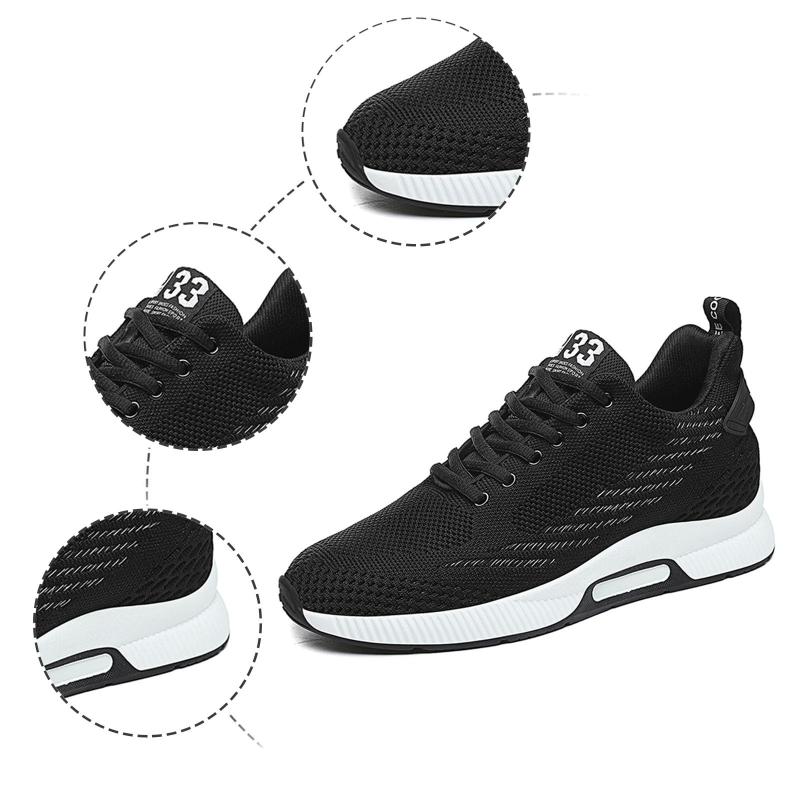Herrenschuhe, 8 cm, lässig, Sport, Schnürsenkel, leicht, atmungsaktiv, versteckte Ferse