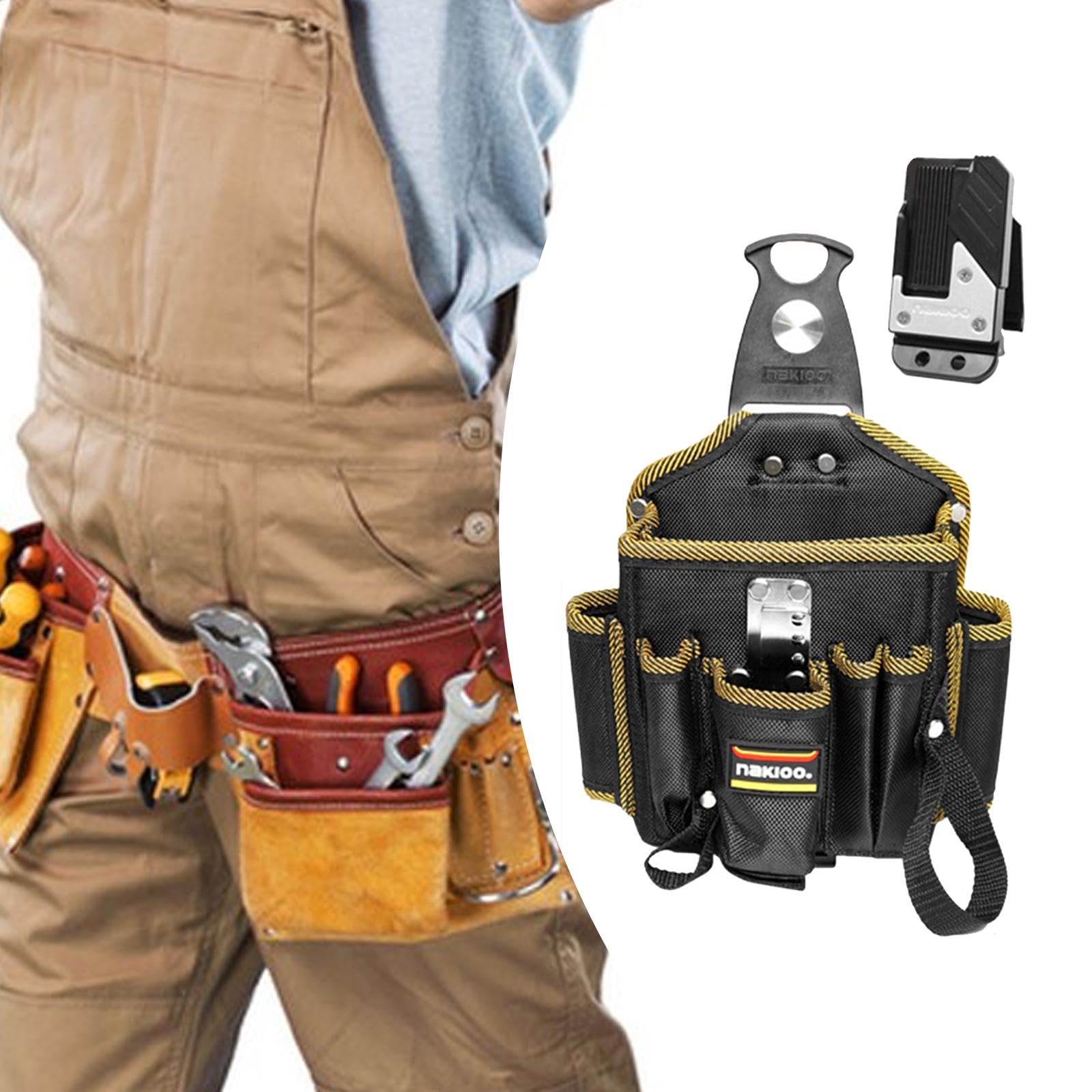 LOVIVER Borsa per Utensili con Clip Cinghia Portable Anti Scratch Walet Wake con Più Tasche per Carpentieri Elettricisti Regali di Amici