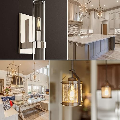 Miniatura 6 de LUXRITE Bombilla LED vintage E12 equivalente a 60 W, T6 T6.5, 2700 K (blanco cálido), 500 lúmenes, bombillas LED de candelabro regulables de 5 W,