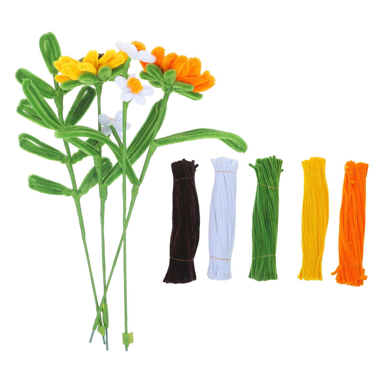 Set di Scovolini Floreali Gialli 1 Scatola per Lavoretti Artigianali | Filo Modellabile e Ciniglia, per Lezioni Creative e Attività di Gruppo, Formato Portatile