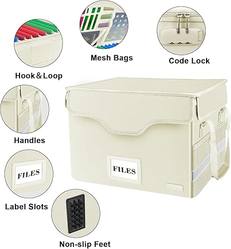 Vista 21 de DocSafe Caja organizadora de almacenamiento de archivos ignífuga con tapa, caja de archivo plegable para colgar cartas/carpetas legales, caja
