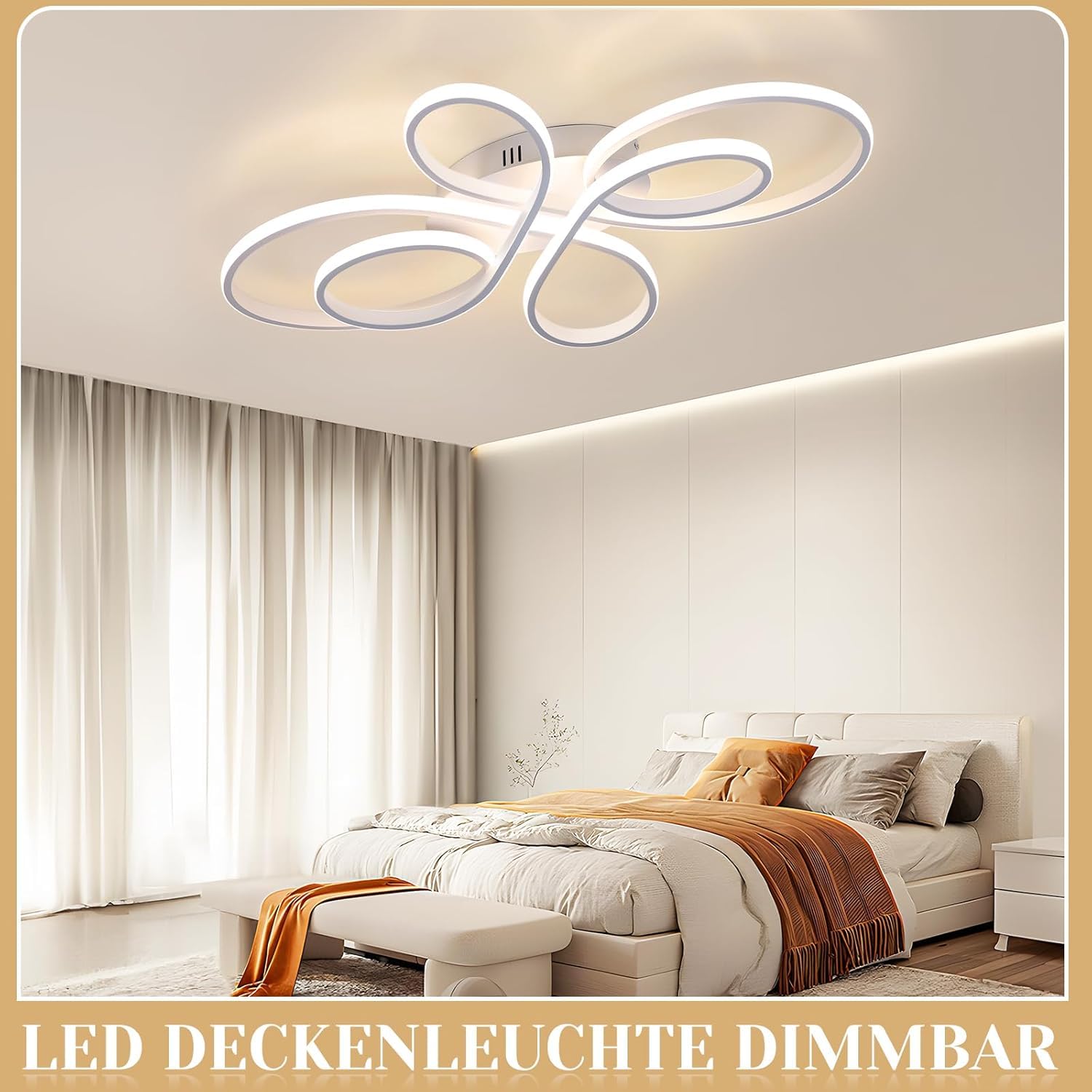 ZMH Deckenlampe LED Deckenleuchte Wohnzimmer - Wohnzimmerlampe dimmbar Groß 100cm 90W Modern in Weiß Schlafzimmerlampe Deckenbeleuchtung Schlafzimmer mit Fernbedienung Design für Esszimmer Küche Büro