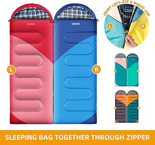 Miniatura 6 de Saco de dormir de campamento, sacos de dormir de 32 para adultos, niños, adolescentes, clima frío, cálido saco de dormir de invierno para 3-4
