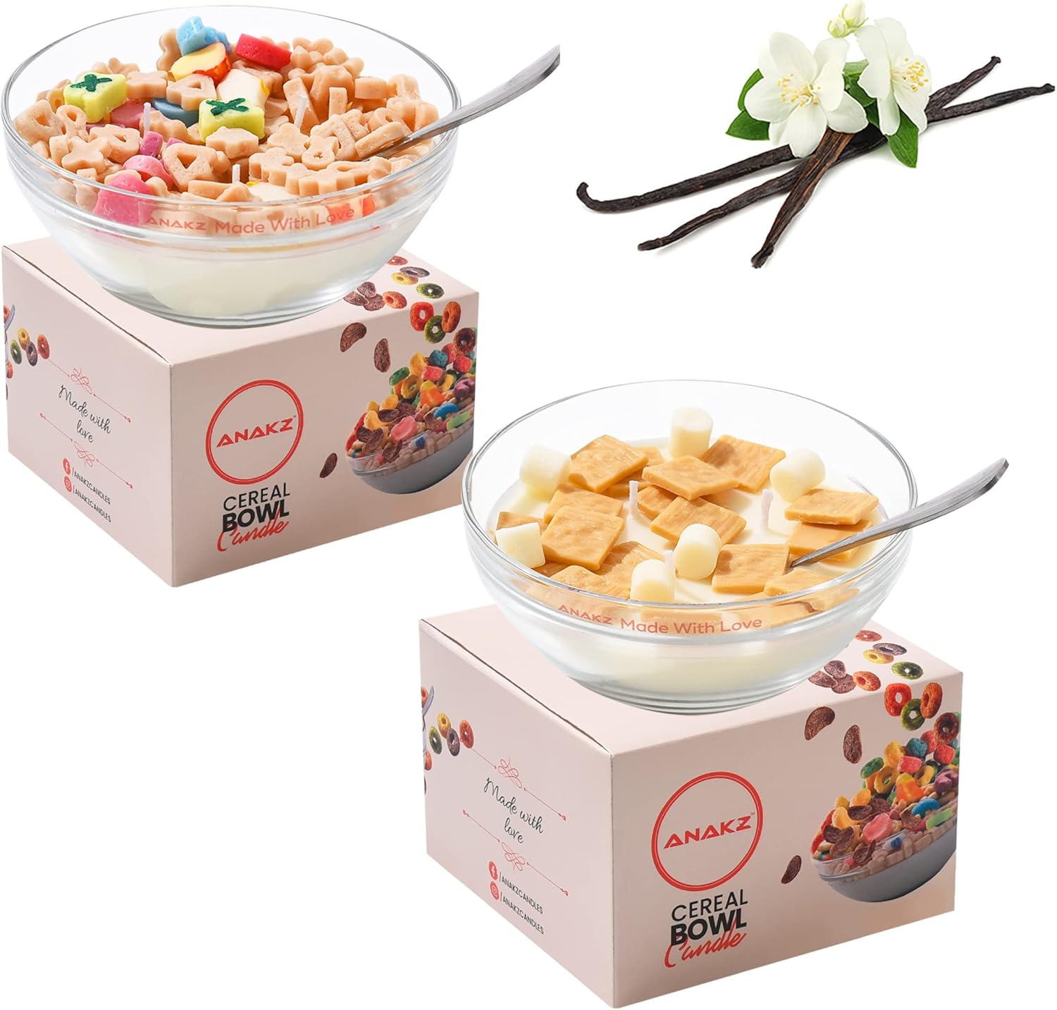 Pack of 2 Cereal Candle Bowl Vanilla Scented Food Candles