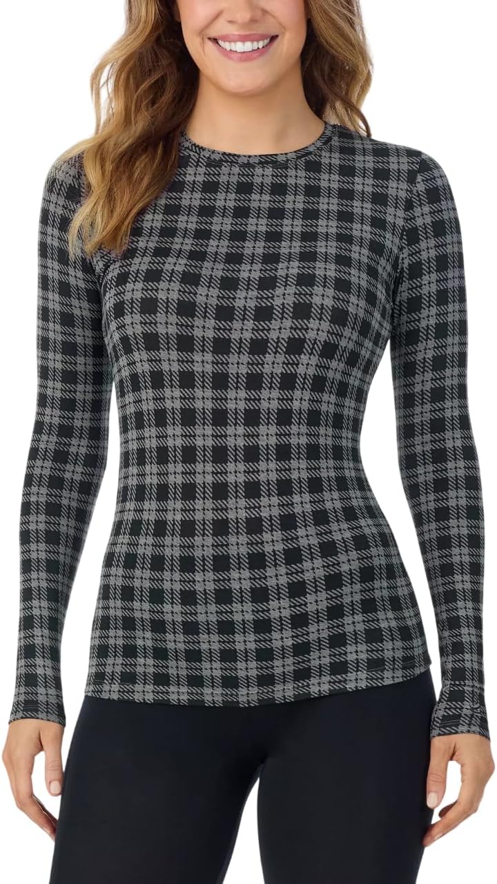 Cuddl Duds Women's Softwear with Stretch Long Sleeve Crew Neck Top -Layering Top with Smooth Fabrication, Body-Hugging Fit