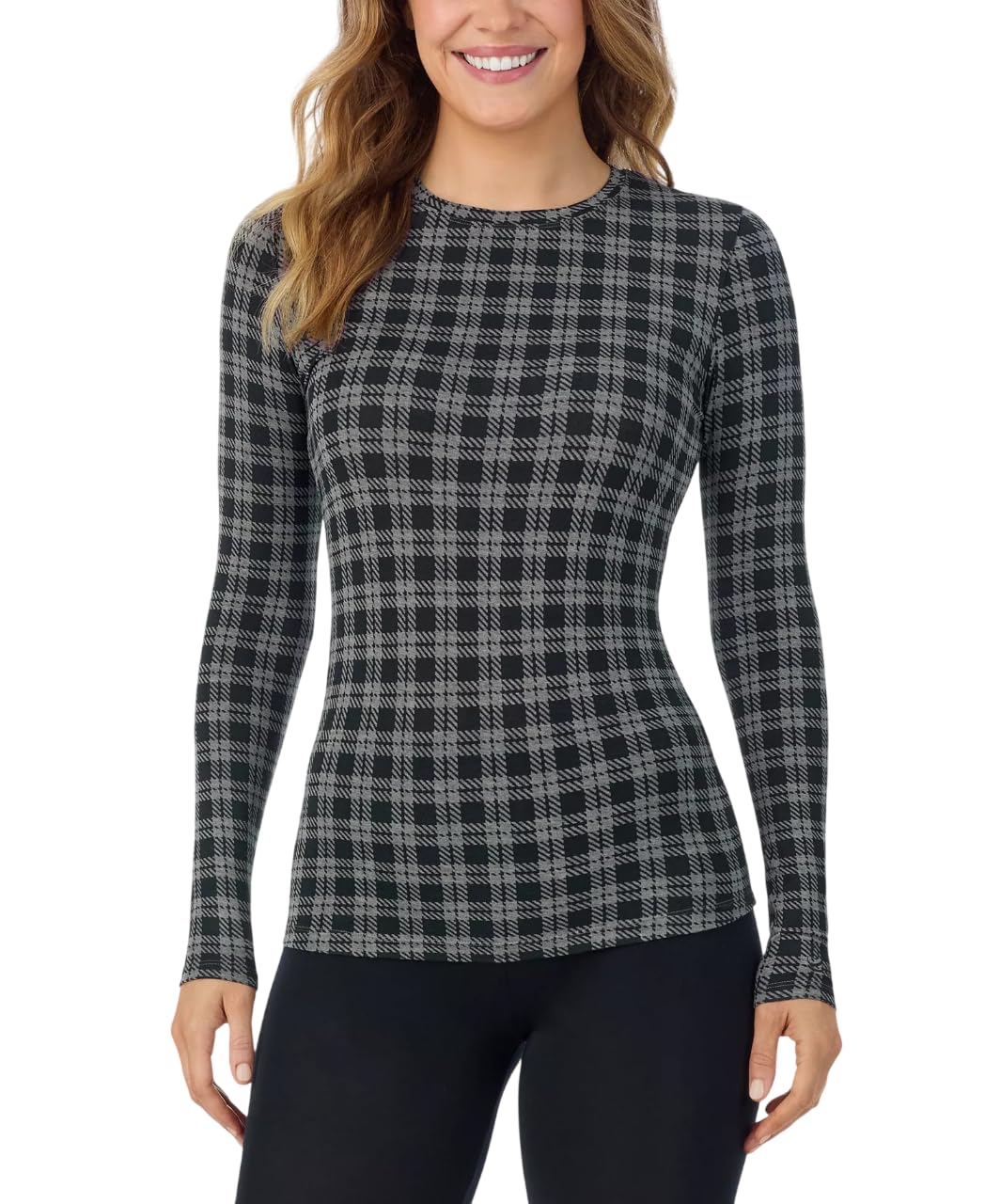 Cuddl Duds Women's Softwear with Stretch Long Sleeve Crew Neck Top -Layering Top with Smooth Fabrication, Body-Hugging Fit