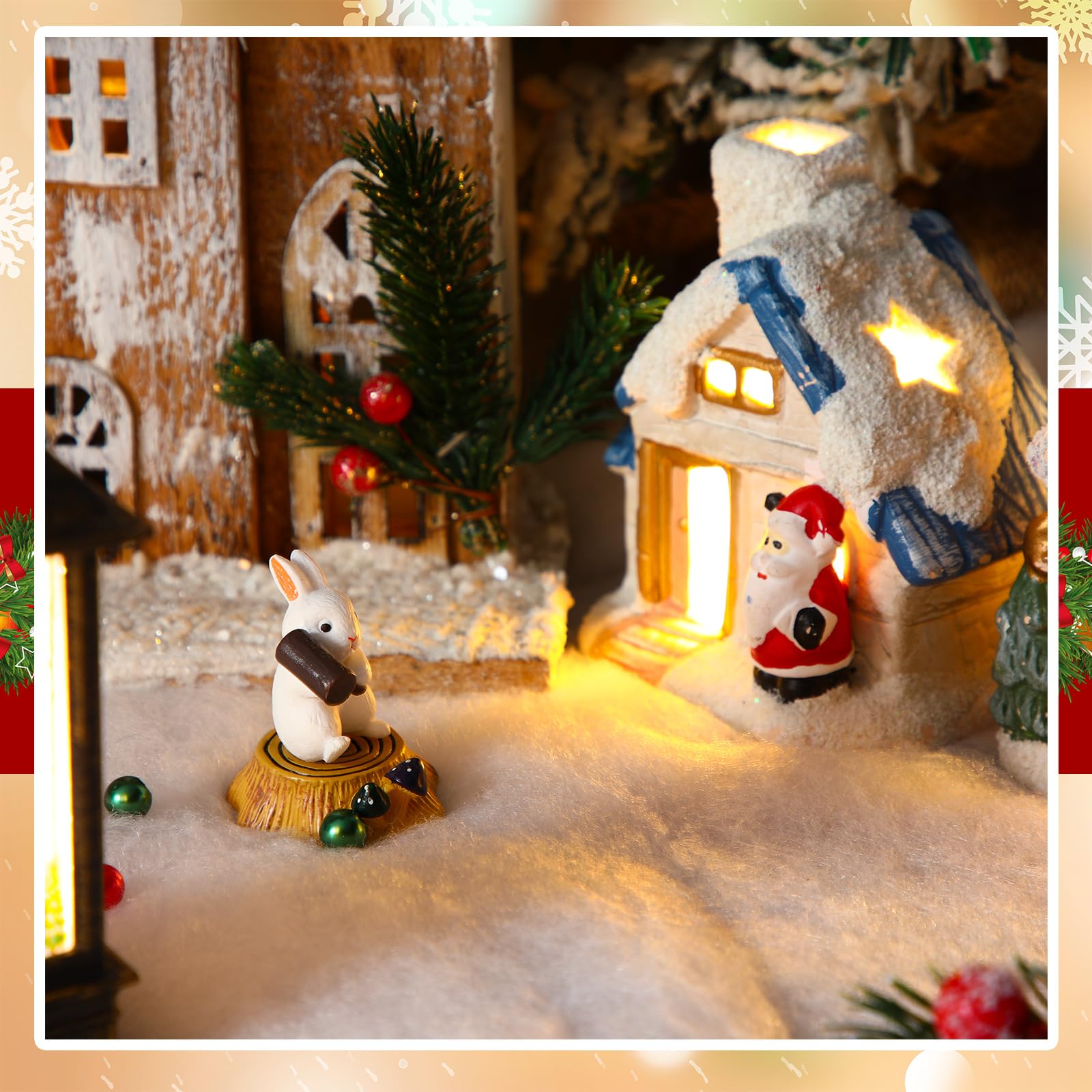 Newwiee Lot de 6 couvertures de neige artificielles pour Noël - Bonhomme de neige - Décorations de Noël pour village de Noël - Décoration de fête - 0,8 x 2,4 m