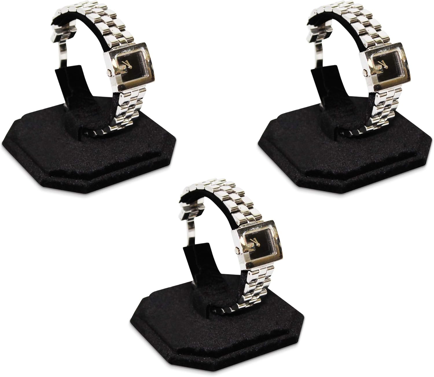 MOOCA 3 Pieces Premium Velvet Watch Jewelry Display Stand