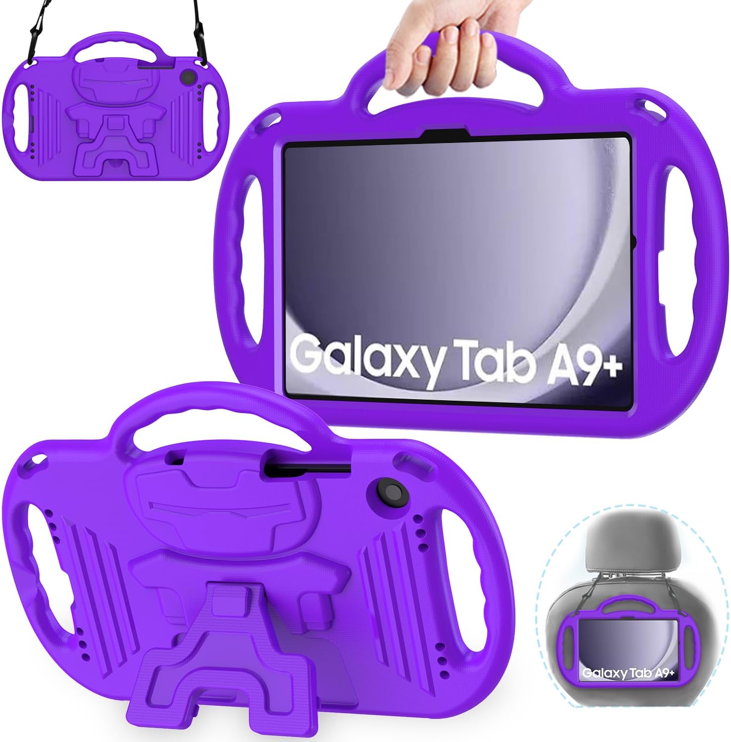 AVAWO Kids Case for Samsung Galaxy Tab A9+/A9 Plus 11 Inch 2023 Case, with Strap, Shockproof Lightweight Handle Stand 2023 Model (SM-X210/X216/X218), Purple
