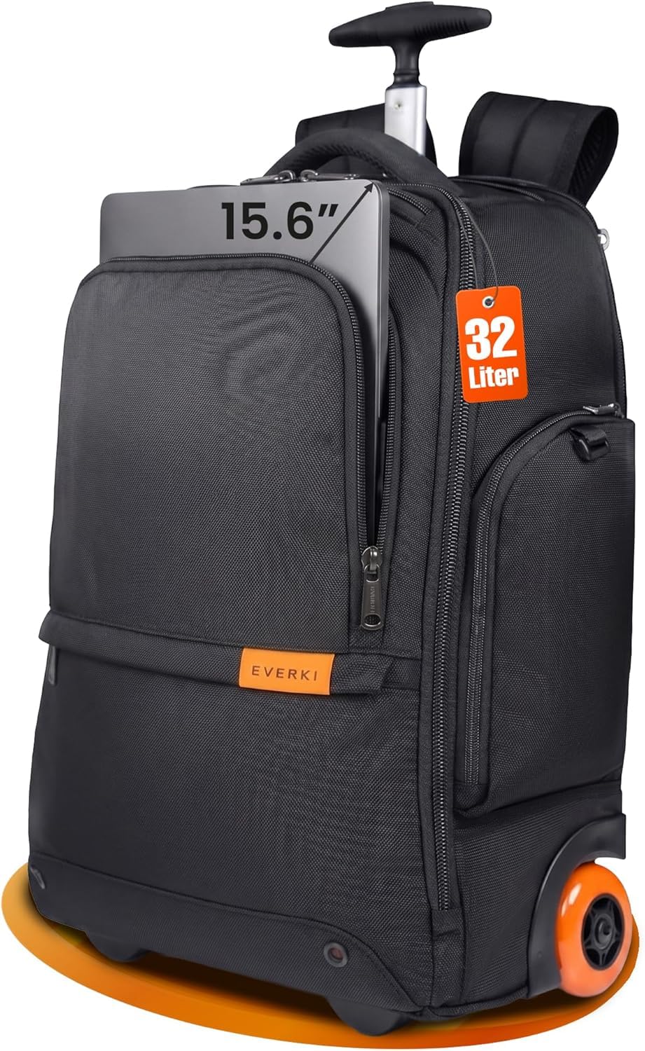 Everki Wheeled 123 mochila para portátil con ruedas – para portátil 15,6" y MacBook 16", equipaje de mano con ruedas reemplazables, bolsa de trabajo para profesionales