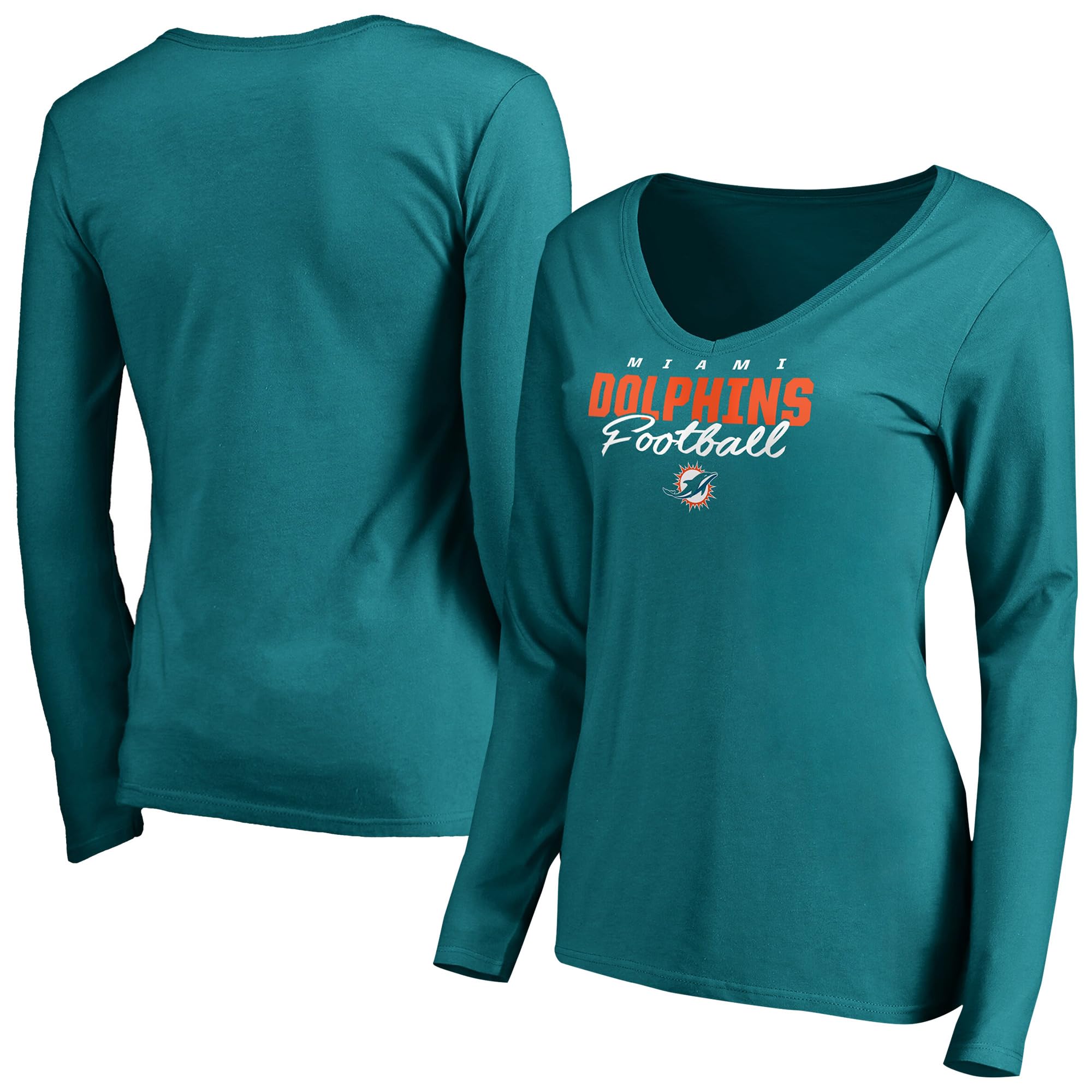 Women's Ash Baltimore Ravens Iconic Collection Script Assist Long Sleeve V-Neck T-Shirt