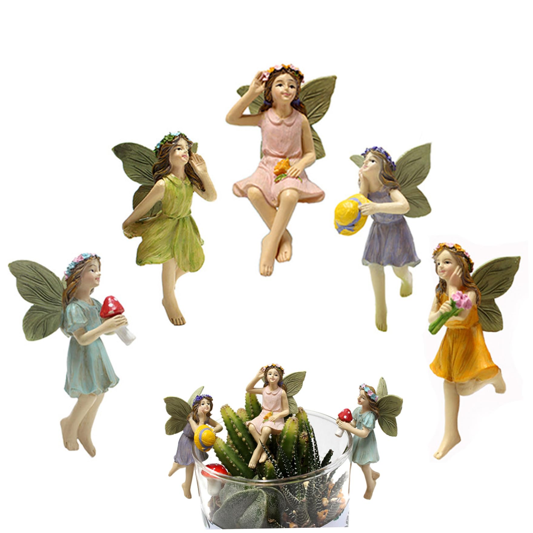 Obelunrp Figuras de Hadas, 5 Piezas de 3, 5 cm Mini estatuas de Hadas, Figuras en Miniatura para la Escena del Paisaje de Bricolaje Decoraciones de jardín