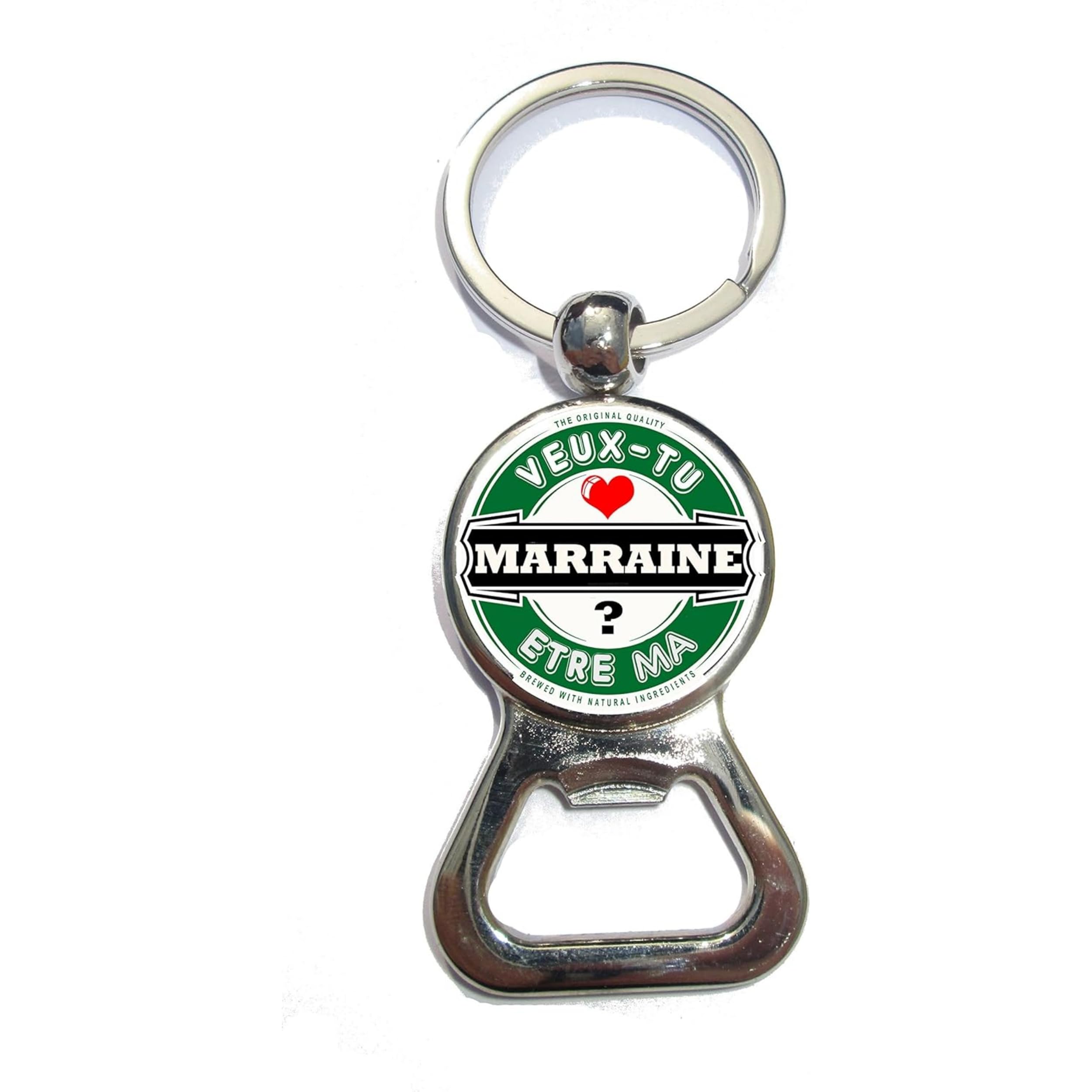 Porte-clés Décapsuleur "Veux-tu être Ma Marraine ?" - Cadeau Original Naissance, Baptême, Anniversaire - Acier Inoxydable