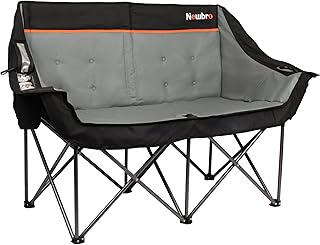 Oversized Double Camping Chair with Cooler Bags, Extra Wide Fully Padded Folding Camping Couch Loveseat for Adults Two Person, Big Heavy Duty Outdoor Patio Lawn Beach Chairs with Arm Cup Holder