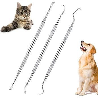 Tartar Remover for Dogs Tartar Remover Set for Cats 3 Piece Tooth Cleaning Set Scaler for Dogs Tartar Remover Double-Sided Stainless Steel Dog Dental Care for Tartar Removal