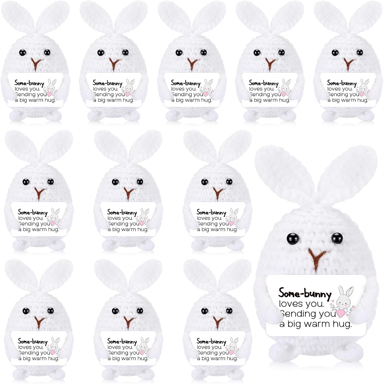 12 Pcs Bee Crochet Animals Gifts Bulk with Positive Inspirational Card Thank You Gifts for Team Nurse Teacher Coworkers Adults Employee Staff Office Decoration Bee Party Favors