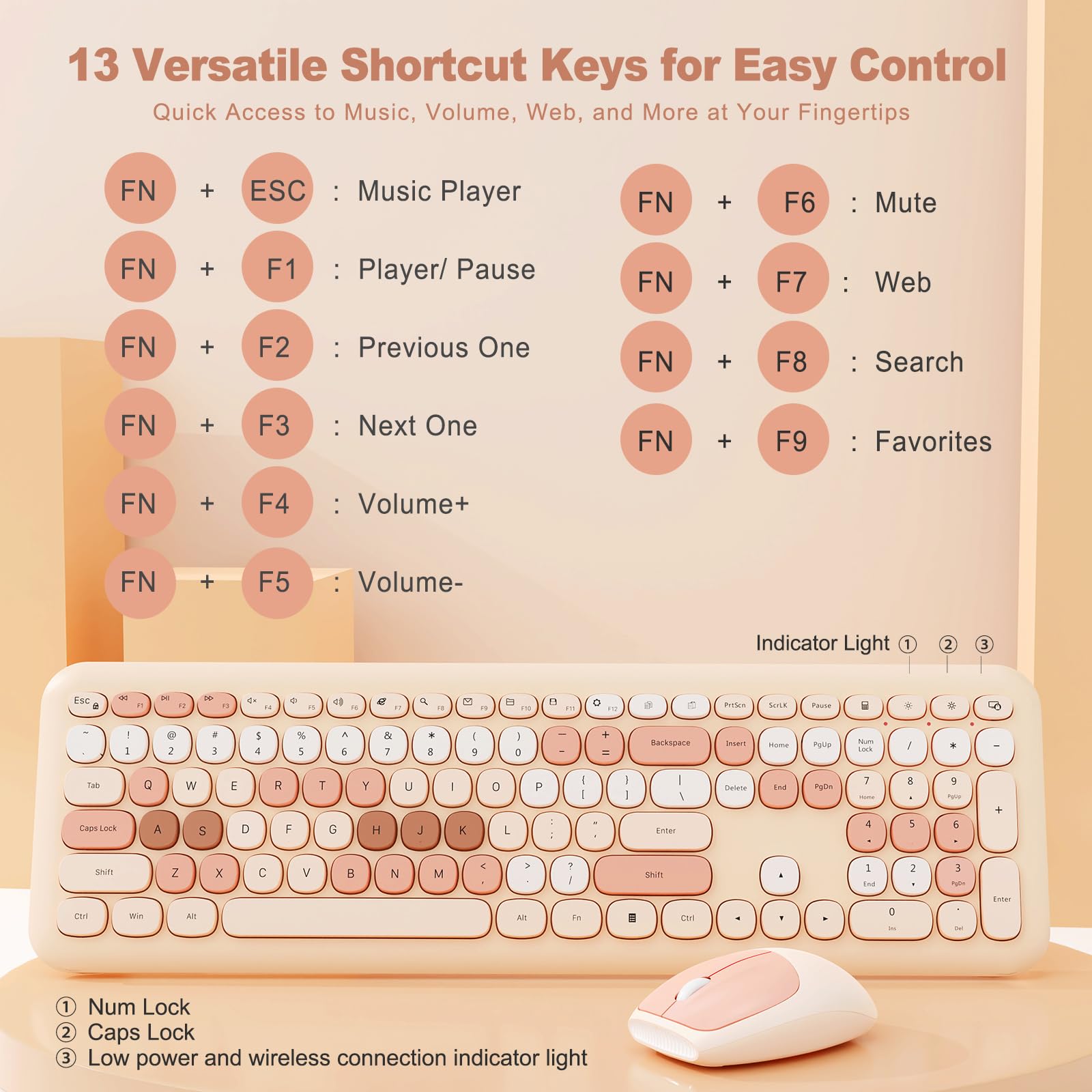 MOFII Wireless Keyboard And Mouse Combo, Retro Typewriter - View #7