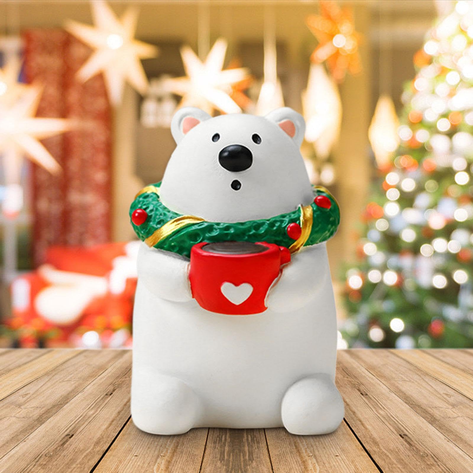 2 Piezas Estatua de Mesa de Navidad Miniatura de Resina Escultura Navideña Adorno de Escritorio Figura Decorativa con Personajes Clásicos Y Confección, 4 Piezas