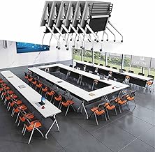 Mobile Conference Table,Folding Conference Room Tables Modular Meeting Table,Large Rectangle Seminar Training Table for 10People,Rolling Conference Business Tables for Office,Meeting Room (4, 55.1in)