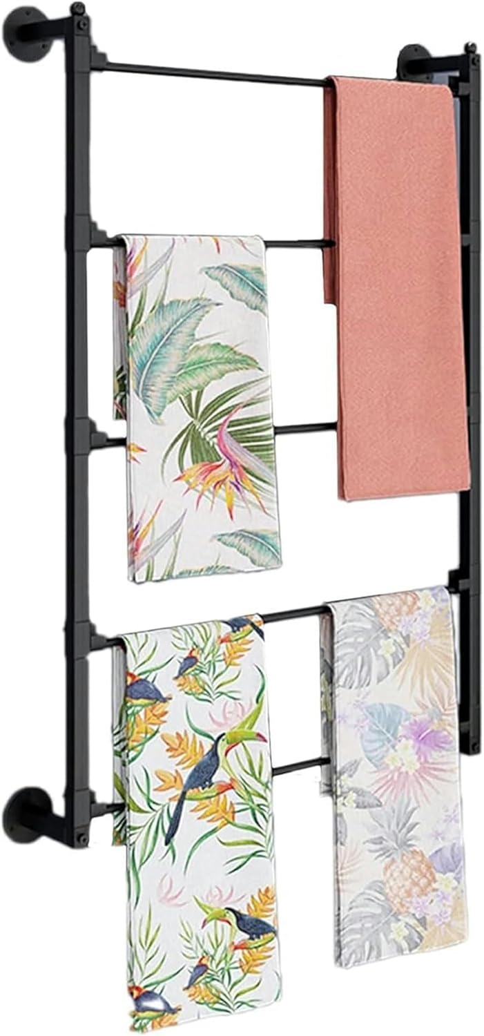 4/5 Multi-Purpose Stand Holder for Ribbon,Flower Wrapping Paper, Silk Scarf, Shawl, Pants, Wall Mounted 10 Layer Metal Storage Organizers for Clothing Store/Family