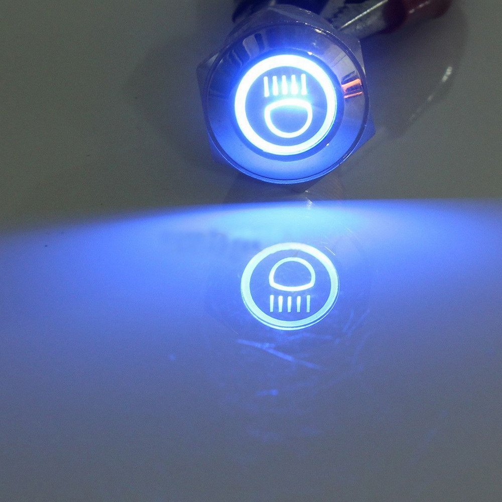 Mainbean Button Snapklik.com : 12V Car Vehicle Blue LED Light Main Beam Push Button ...