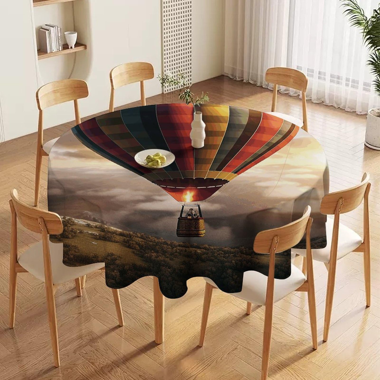 Nappe ronde imperméable 152 cm lavable pour table de cuisine