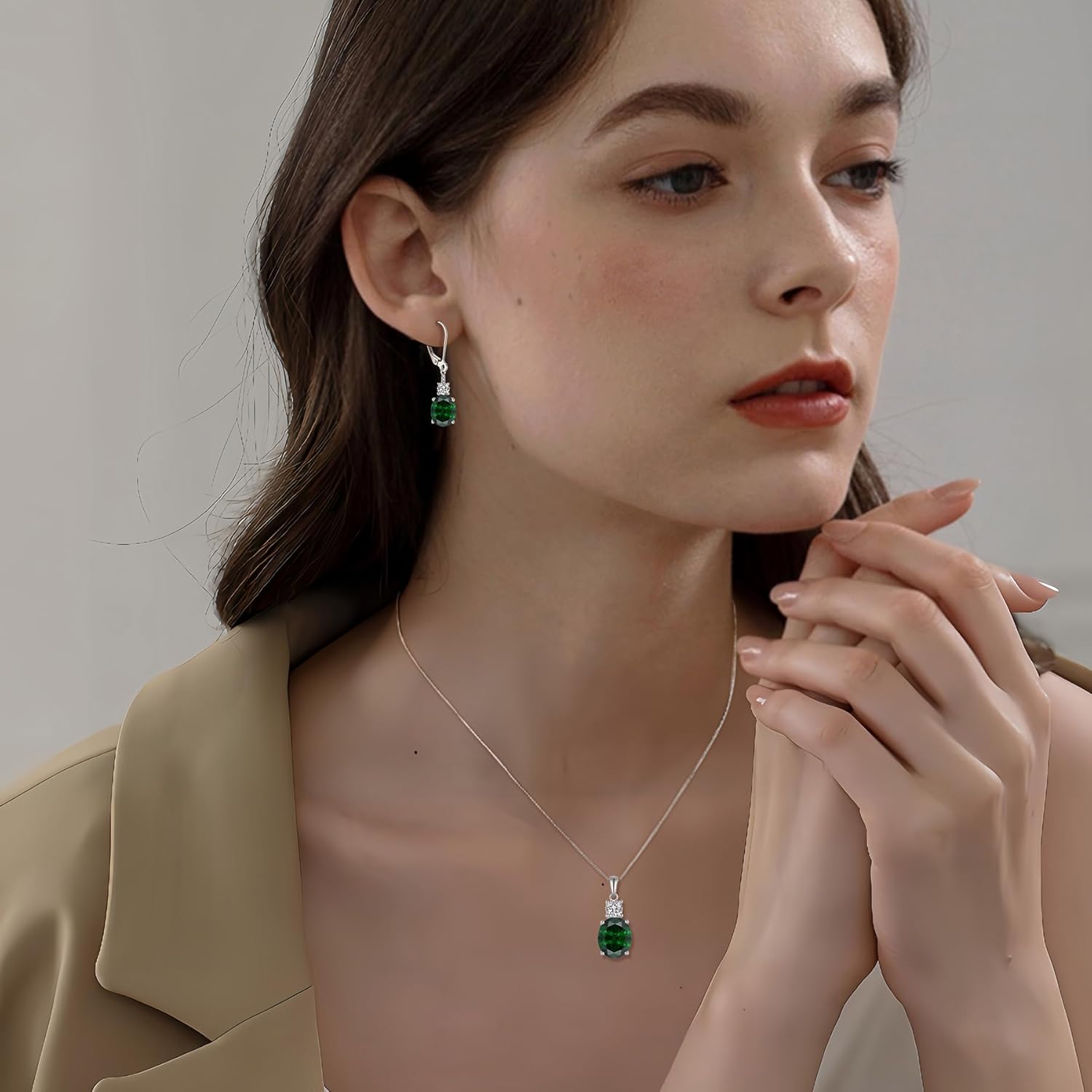 Oval Dangle Drop Earrings for Women 925 Sterling Silver Leverback Earrings Birthstone Jewelry Gifts for Her - Image 2