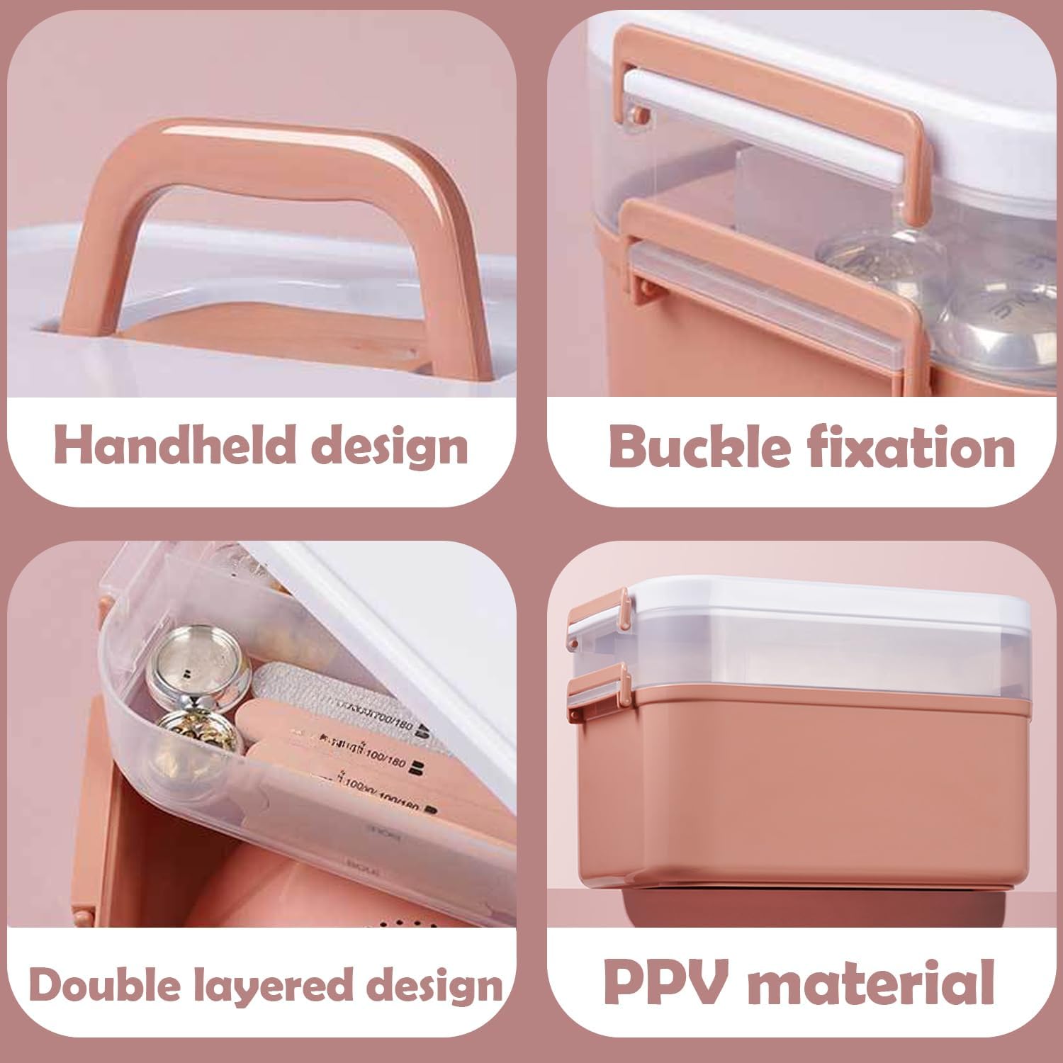 Portable Nail Care Organizer, Nail Dryer & Lamp, Travel Box with Removable Tray, Essential Oil, Orange