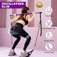 Vista 2 de Pilates bar kit Multiple Fitness bar with Resistance Bands, Ab Rollers.Core Strength Training Equipment. Squat Machine for Men and Women.Portable