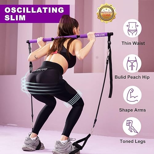 Miniatura 2 de Pilates bar kit Multiple Fitness bar with Resistance Bands, Ab Rollers.Core Strength Training Equipment. Squat Machine for Men and Women.Portable