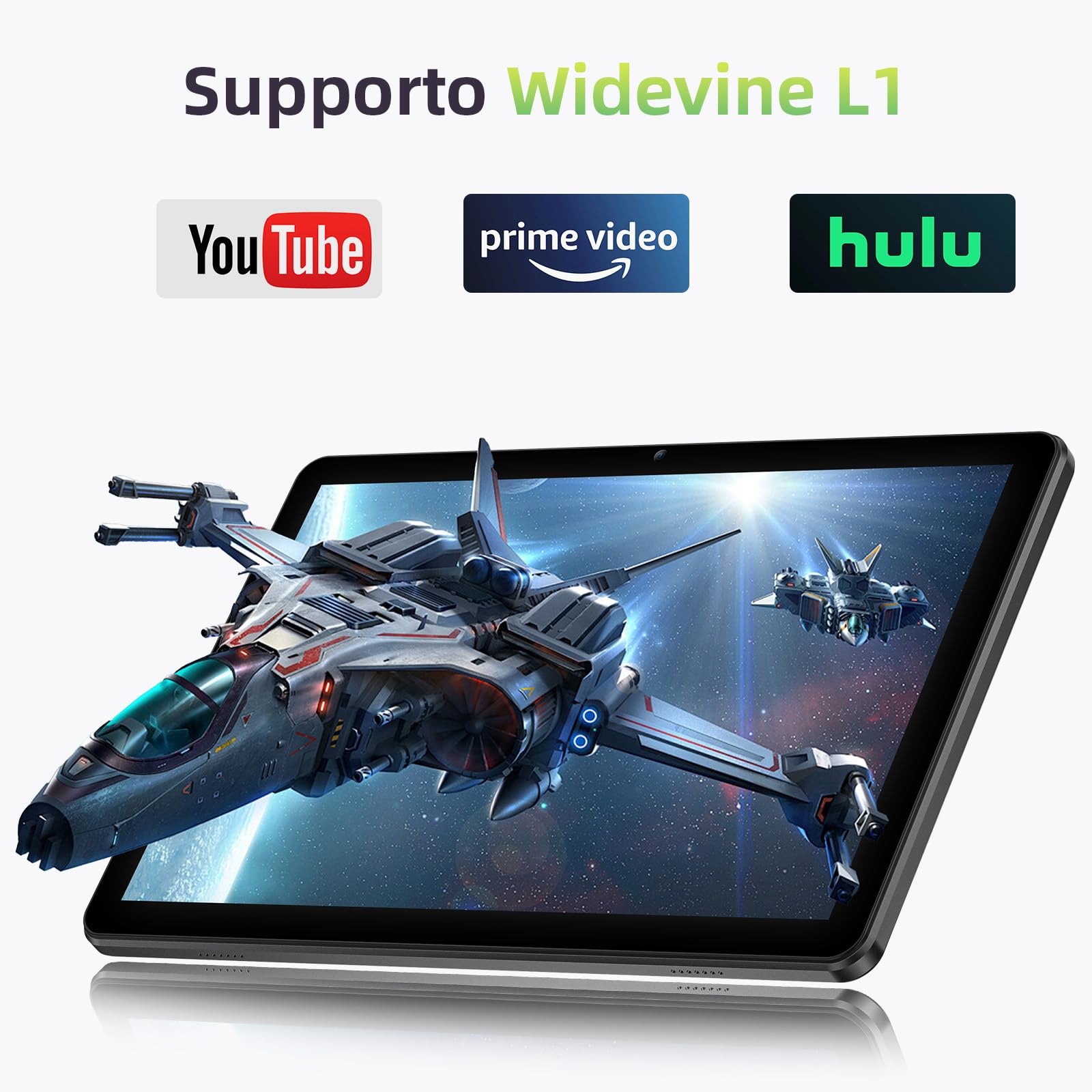 Tablet 10 Pollici, Tablet Android 15 con Cover, Unisoc T30 Quad-Core, 18 GB RAM + 128 GB ROM + 1 TB TF, Display HD IPS 1280x800, Fotocamera Doppia 5MP + 8MP, 6000 mAh, WiFi 6, BT 5.0, GPS (K70)