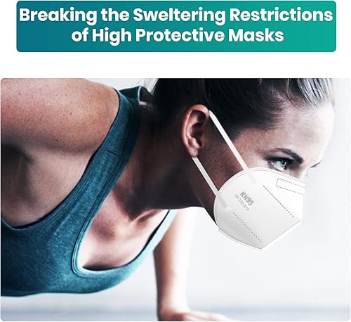 Miniatura 29 de Funight Mascarillas KN95 50 paquetes de 5 capas de eficiencia de filtro transpirable ≥ 95% máscaras protectoras desechables color negro Adulto Con