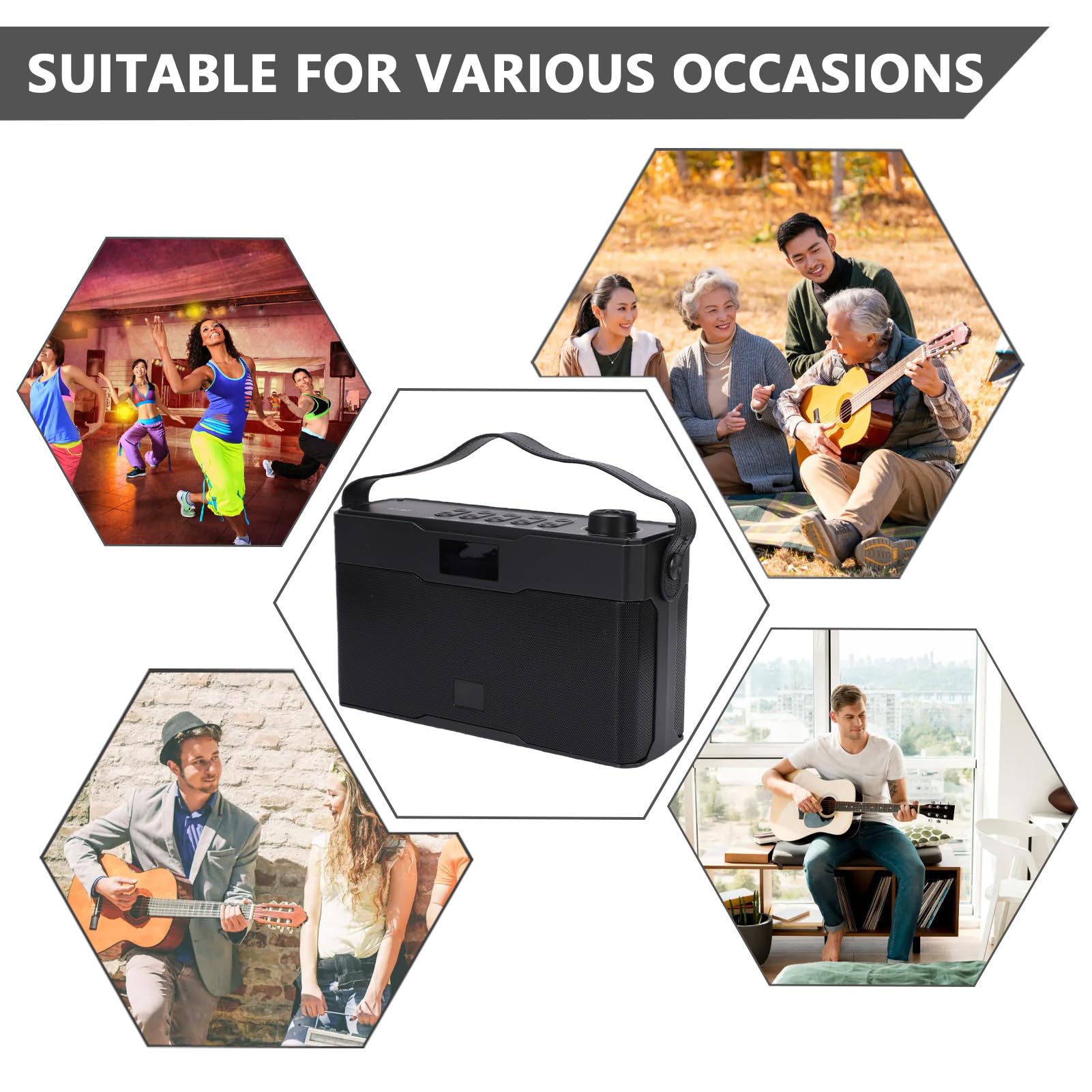 Qqmora Amplificatore per Chitarra Portatile, Bluetooth 5.3 Ricaricabile da 60 W