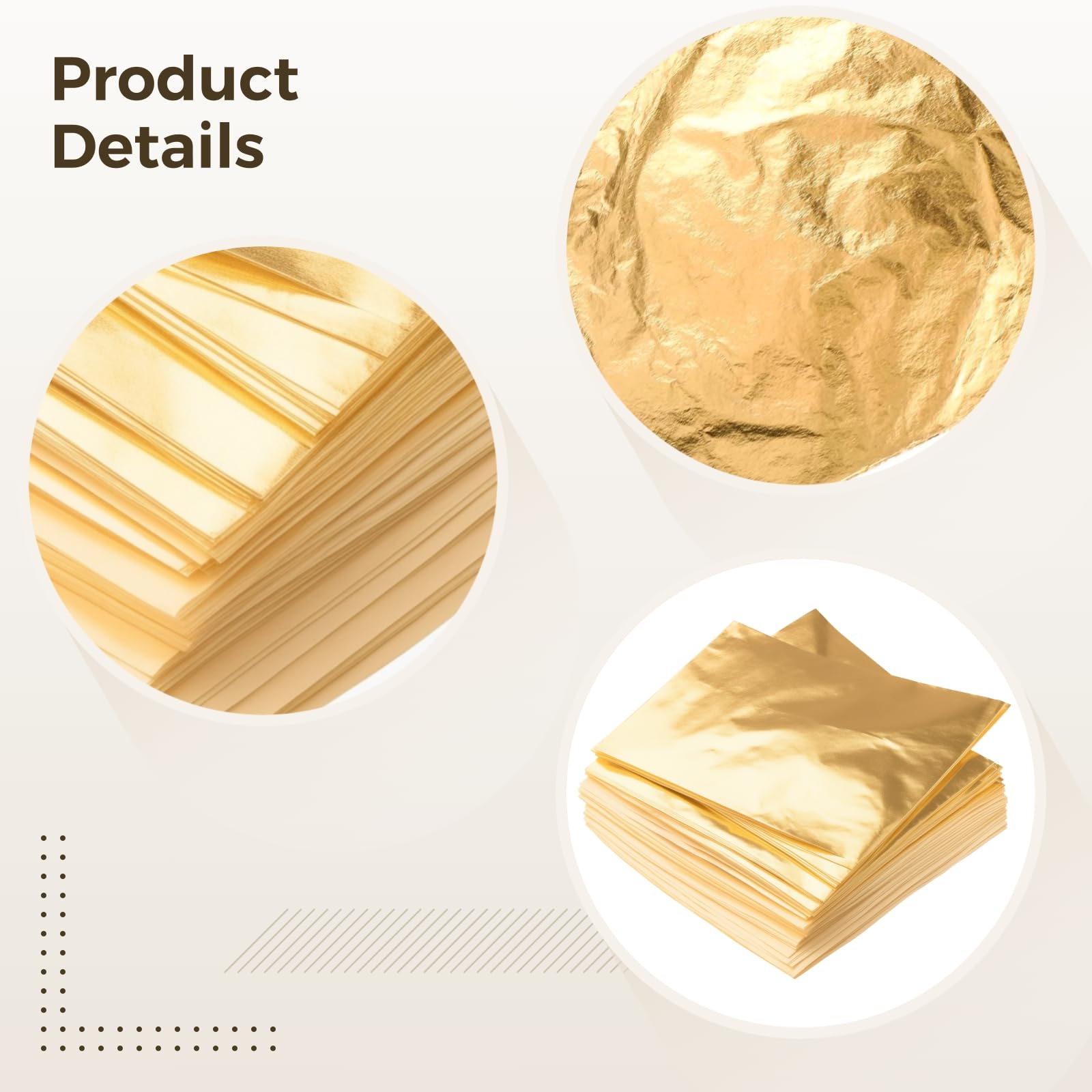 Goldfolienblätter 500 Stück, Blatt-Imitat für Nagelkunst, Malerei, Handwerk, Kunstprojekte, Vergoldungsbedarf, professionelles metallisches Dekorpapier