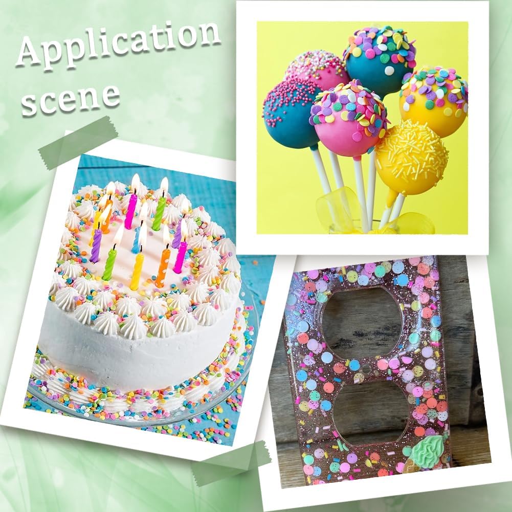 SUNNYCLUE About 4000Pcs Round Sprinkles Polymer Clay Slices Bulk Colorful Pink Blue Flat Round Soft Faux Candy Filler Decoration Cabochon Flakes Slice for Nail Arts Cake Phone Case DIY Crafts Supplies