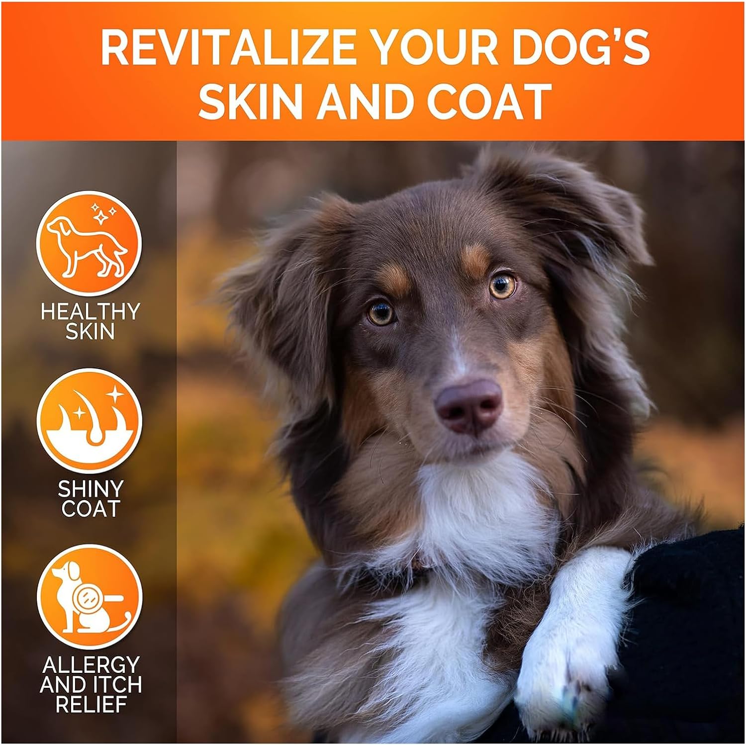 Dogs Skin and Coat Supplement - Fish Oil for Dogs Chews - Allergy and Itch Relief - Anti Shedding Supplement - 100 Soft Treats