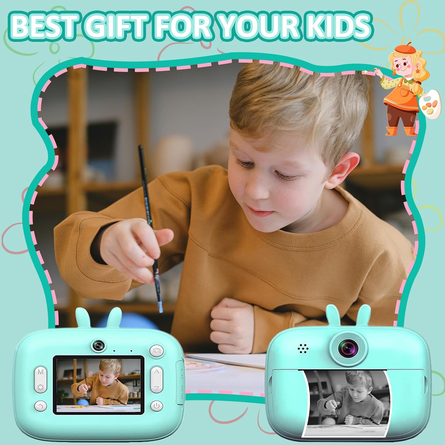 Instant Print Camera for Kids, Toddler Cameras Christmas Birthday Gifts for Boys Age 3-12, 1080P HD Digital Video Cameras for Toddler,Kids Portable Toy with 3 Rolls Photo Paper 32GB SD Card(Blue) - Image 7